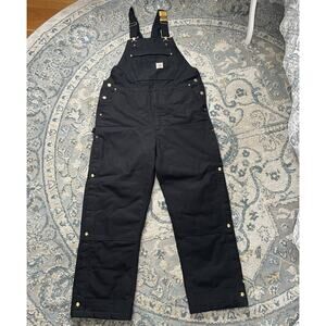 Carhartt Overalls Mens Large Regular Black Bib Workwear Loose Fit OR6682-M